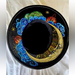 One-of-a-Kind. Hand Painted. Panama Hat.  Celestial theme.